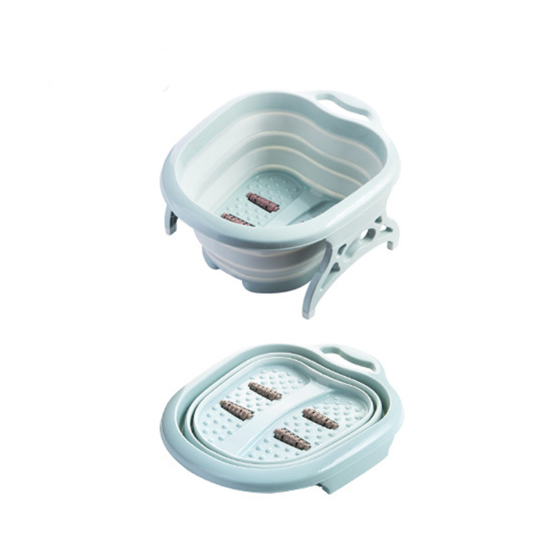 Cubo de baño plegable para masaje de pies, productos de baño para Sauna, bañera y pedicura: blue
