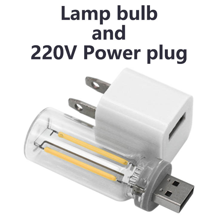 Bombilla LED de filamento USB Retro, luz nocturna con atenuación táctil, luz de ambiente para coche, luz de ambiente para dormitorio, mesita de noche, ahorro de energía, luz nocturna para dormir: Lavanda / 30 w