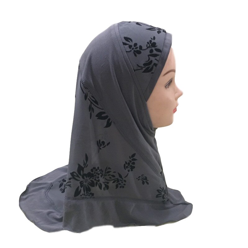 Kids Hijab Voor Moslim Meisje Kind Islam Kinderen Instant Bonnet Bloemen Hijaab Caps Islamitische Kleding Sjaal Hoofddoek: Dark Gray