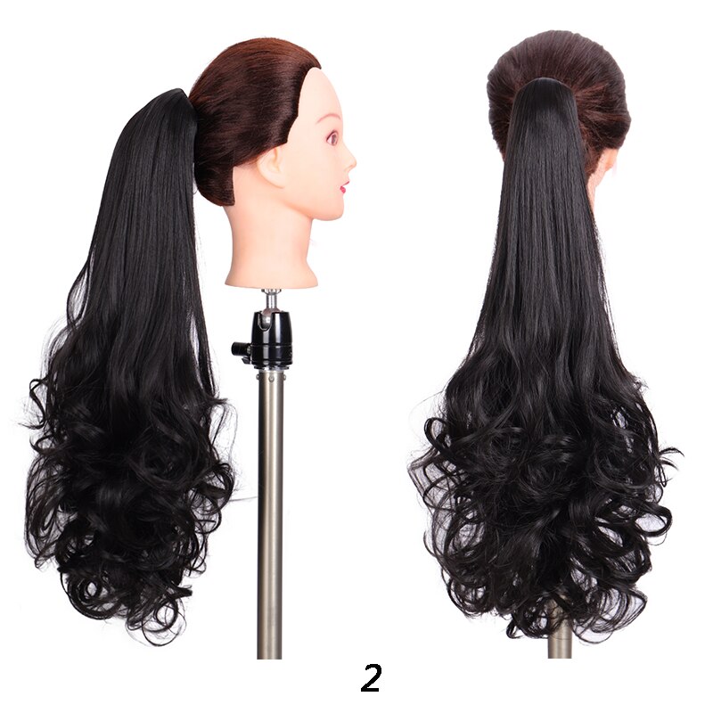 Peluca Negra De Cola De Caballo Rizada Con Gorro - Longitud 20 Pulgadas, Ajustable - Para Cosplay Y Fiestas