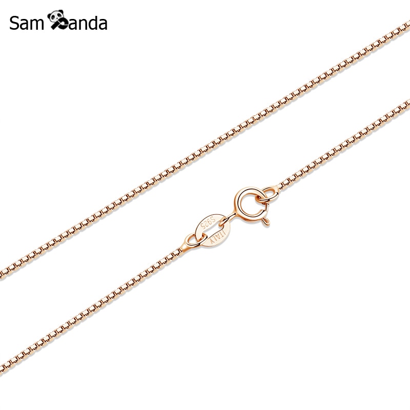 Neue Authentische 925 Sterling Silber Halskette Klassische Grundlegende Kasten Schlange Kette Karabinerverschluss Halsketten Rose Gold Farbe Schmuck