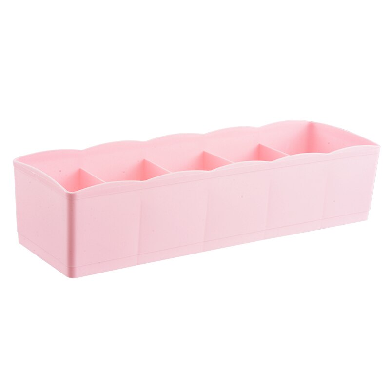 1pc Storage Box 5-grids Multi-function Plastic Drawer Organizer Underwear Closet Bin Clothes Storage Organizer 26.5cmx8cmx6.5cm: Pink