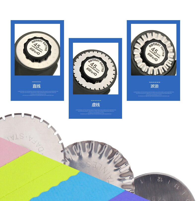 KW-TRIO 3pcs Stainless Circle Blades 45mm Replacement Rotary Cutter Set Sharpener Quilting Sewing for Patchwork Tool SB001: 3pcs Mixed Blades