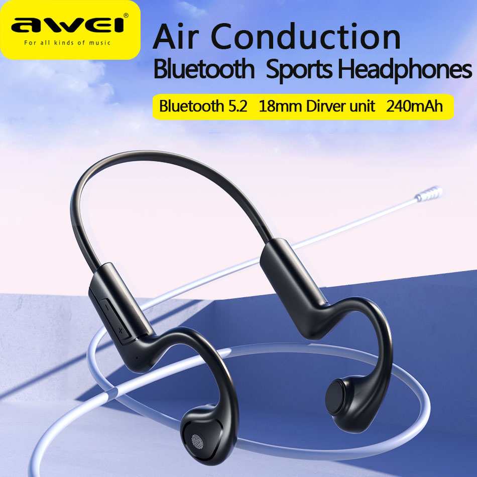 Awei A886BL fone de ouvido sem fio bluetooth de condução de ar fone de ouvido bluetooth 5.2 fones de ouvido bluetooth HIFI esportes estéreo fones de ouvido pendurados de ouvido para correr