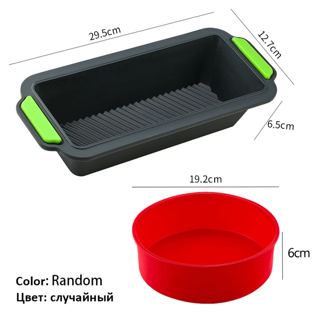 Siliconen Ronde Rechthoekige Mold Set Siliconen Cake Toast Brood Lade Mold Non-stick Kleur Willekeurige Bakken Tools: Army Green