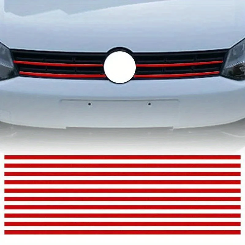 5 stks reflecterende strips autostickers auto voorkap grille lijstwerk rode waterdichte auto decor accessoires exterieur onderdelen sticker