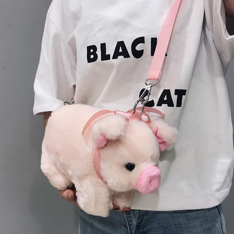 Nettes Schwein Umhängetaschen für Frauen 2022 Herbst Winter Plüsch Mädchen Puppe Schulter Bote Handtasche Tasche