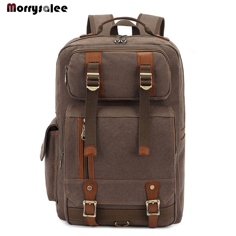 Mannen Schouders Rugzak Mannen Rugzak Canvas Rugzak Europa Grote Sport Riem Decoratie Rits 36-55 liter