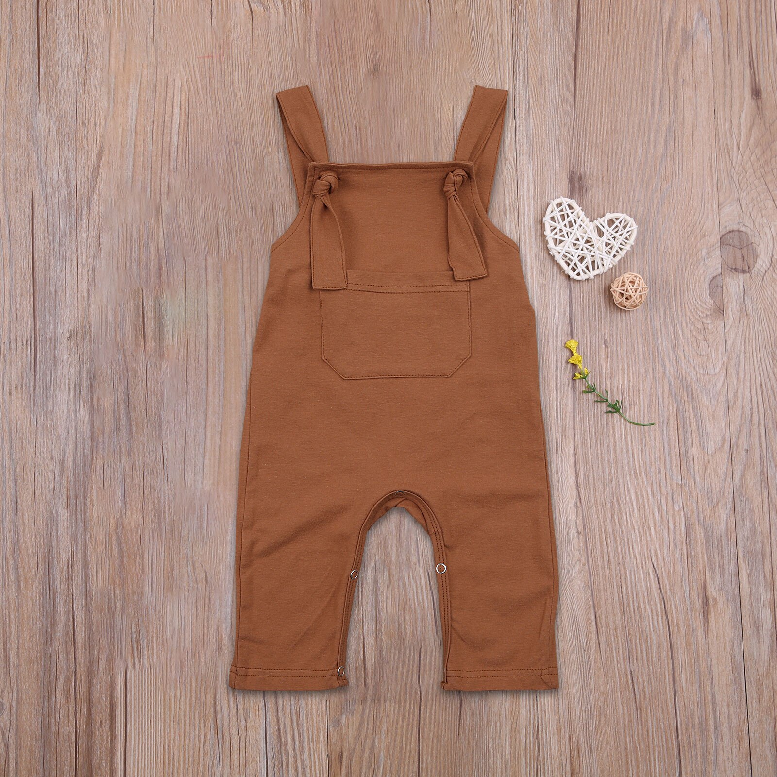 Baby & Kinderen Baby Effen Kleur Jumpsuit Peuter Jongen Meisje Spaghettibandjes Vierkante Hals Lange Broek Romper