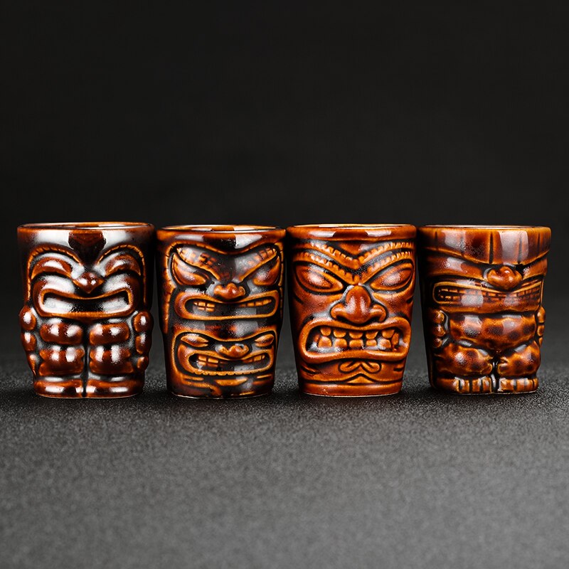 50Ml Mini Tiki God Afbeelding Wijnglas Keramische Hawaiiaanse Cocktail Tiki Shot Bar Cup Drinken Gebruiksvoorwerpen 400ml Met Handvat