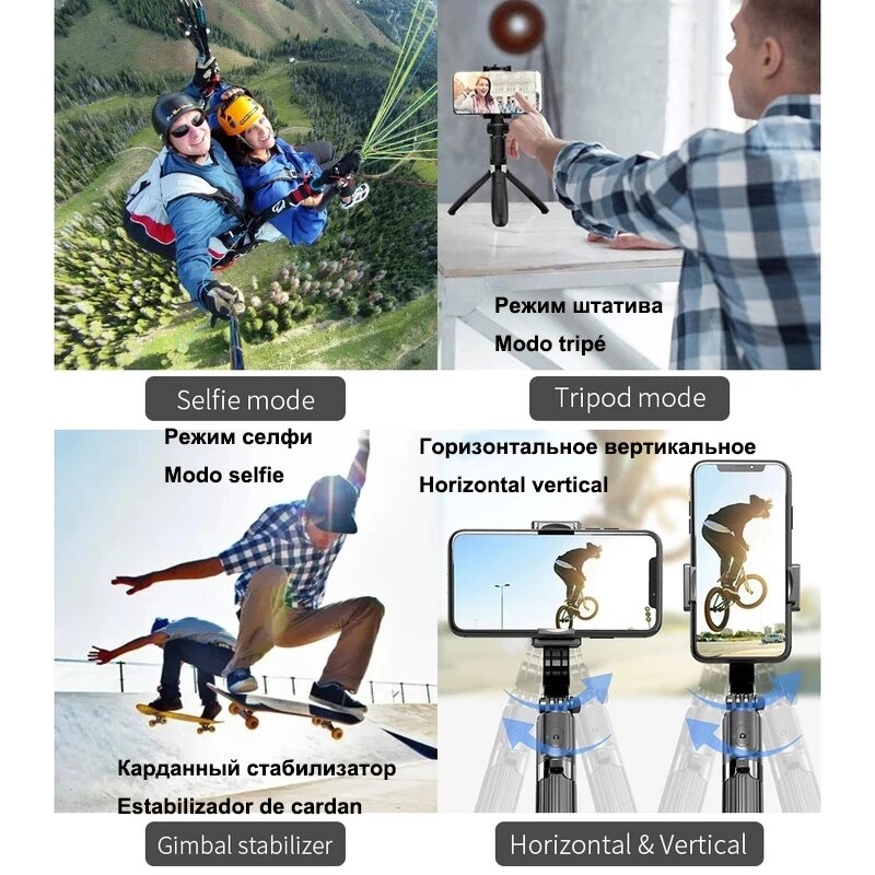 Gimbal Stabilizer For iPhone Android Cell Mobile Phone Cellphone Smartphone Action Camera Handle Grip Selfie Stick Video Tripod