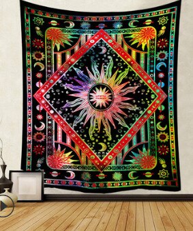 Gobeläng konst vägghängande mandala mönster filt gobeläng multifunktion heminredningsmatta picknick filt 95 x 73cm: 10