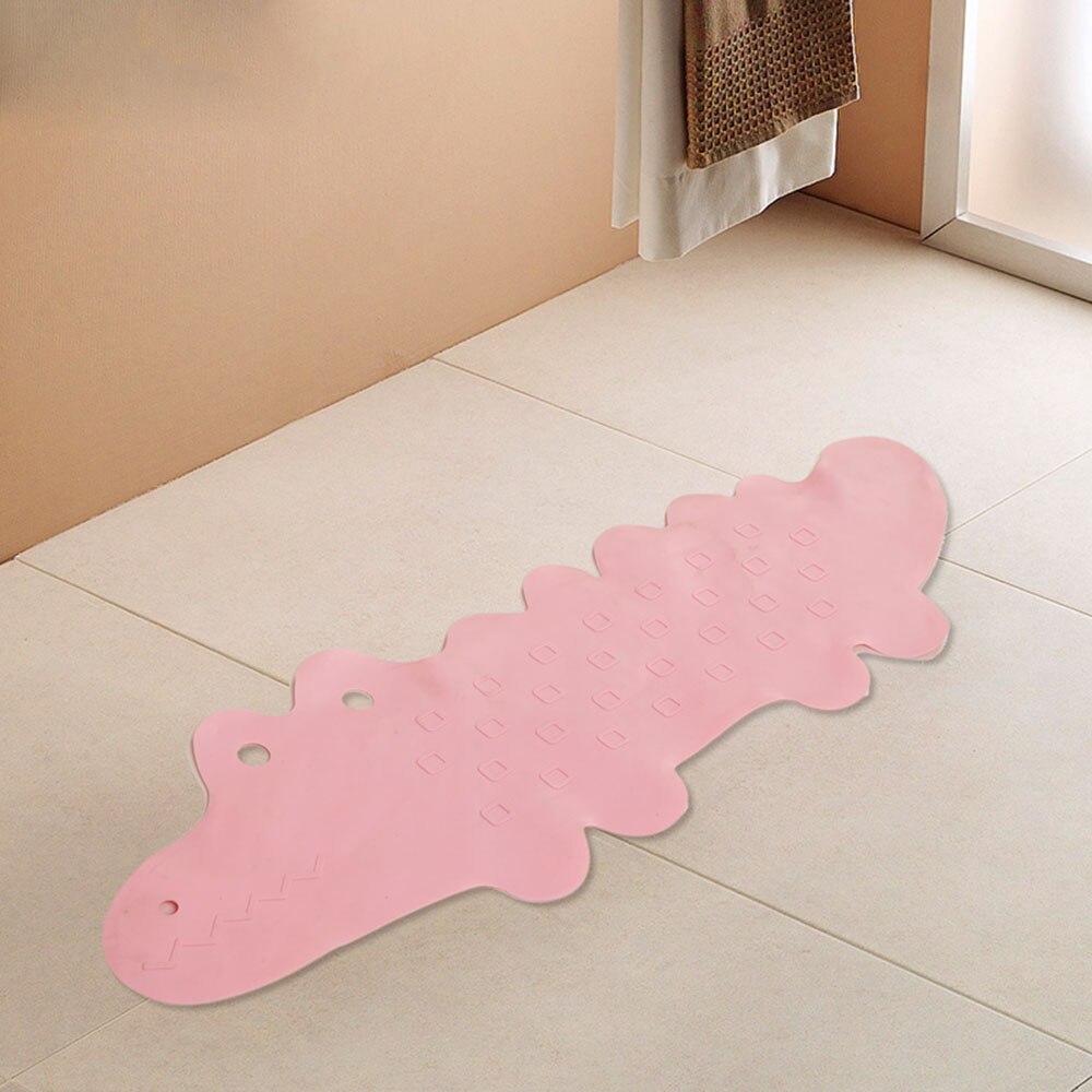 95x35 CM bébé mignon Crocodile baignoire tapis enfants antidérapant tapis de bain Anti-bactérien tapis de douche puissante ventouse préhension sans BPA: Rose