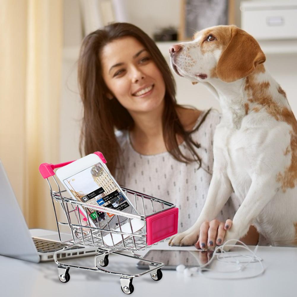 Creativo Del bambino Del Metallo mini Carrello della Spesa Artigianato Ornamenti A Mano carrello auto di Stoccaggio per la Casa Del desktop Decoro di Mobili