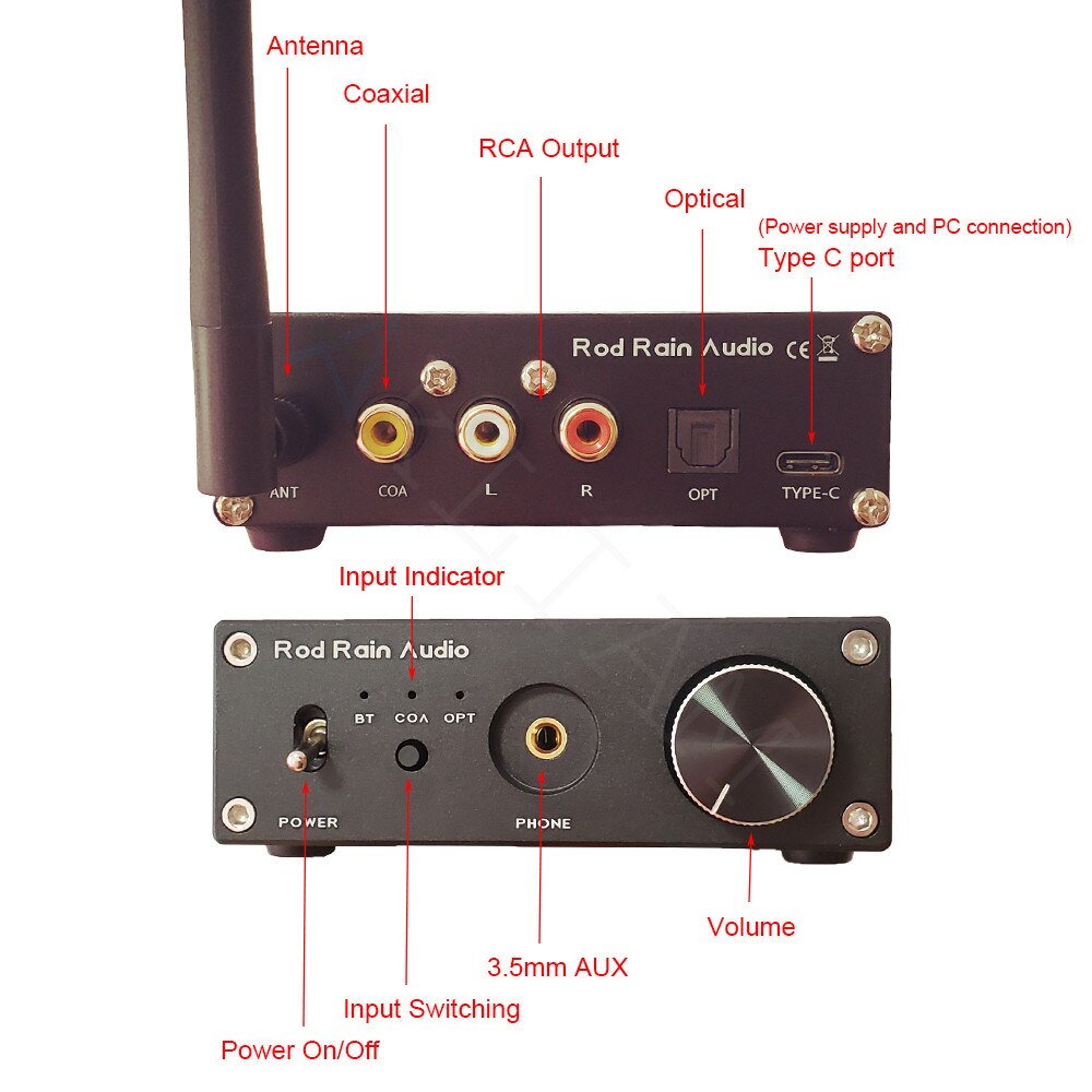 Rod Rain Audio ES9038Q2M DAC QCC5125 Bluetooth 5.1 APTX-HD LDAC aptx-amplificatore per cuffie con decodificatore Audio adattivo