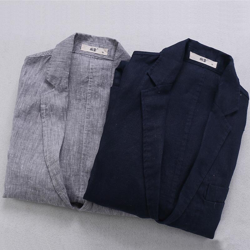 Italië brand blazer mannen linnen jas mannen casual solid jassen heren lente herfst jacket man vlas mode grote blazer masculino