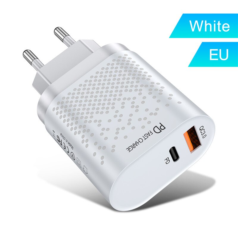 USLION EU/uns-stecker PD USB Ladegerät 18W 3A Quik Ladung 3,0 praktisch Ladegerät Für iPhone 12 samsung Xiaomi Schnelle Zauberstab Ladegeräte: Weiß EU