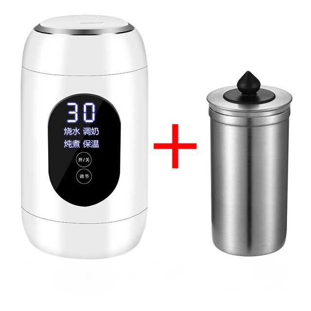 600ML wielofunkcyjny czajnik elektryczny ogrzewanie mleko garnek robić gotowania Dom podróż przenośny czajnik kubek gorącej wody gulasz butelka termiczna: Czerwony / EU adapter