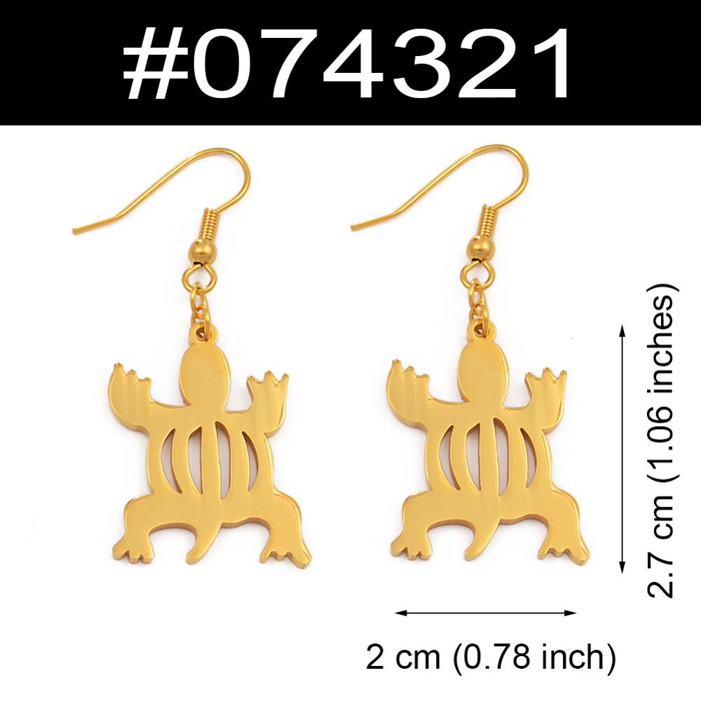 Anniyo African Symbol Earrings Gold Color &amp; Stainless Steel Material Adinkra Gye Nyame Earrings Ethnic Jewelry #074021: 074321
