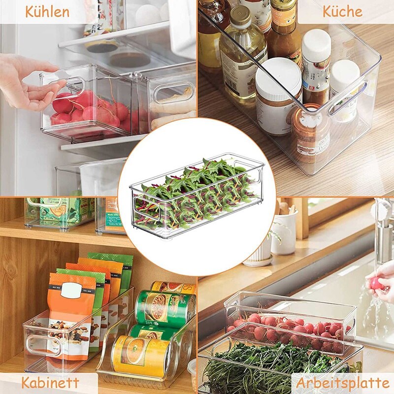 Fridge Organiser Set Stackable Small Fridge Boxes With Handle For Kitchen Pantry Cupboards Shelves