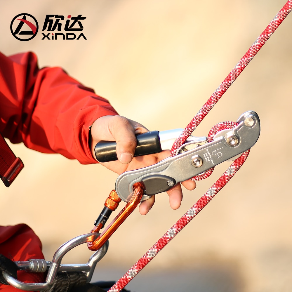 XINDA Rock Climbing Descent device STOP Handle-Control Abseiling Device Downhill Descender Rappelling Brake