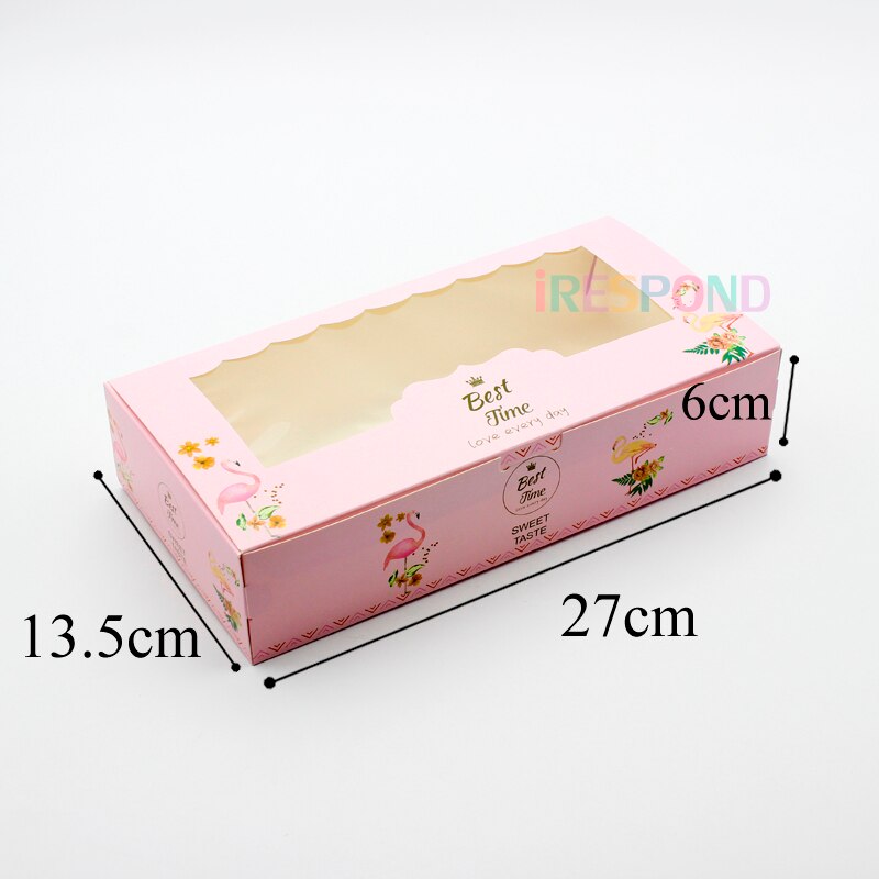 10 stk emballagekasse med pvc-vindue flamingo lyserød dekorationsfest favorit papir display pakke boks kage kasser bryllup: Xl