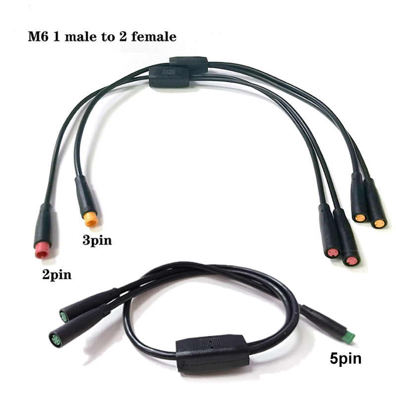6 mm M6 2 3 5 Stift 1 Stecker auf 2 Buchse Splitter Julet elektrisch Hintern Kabel Stecker für E-Fahrrad wasserdichtes Signalsensor-Kabel