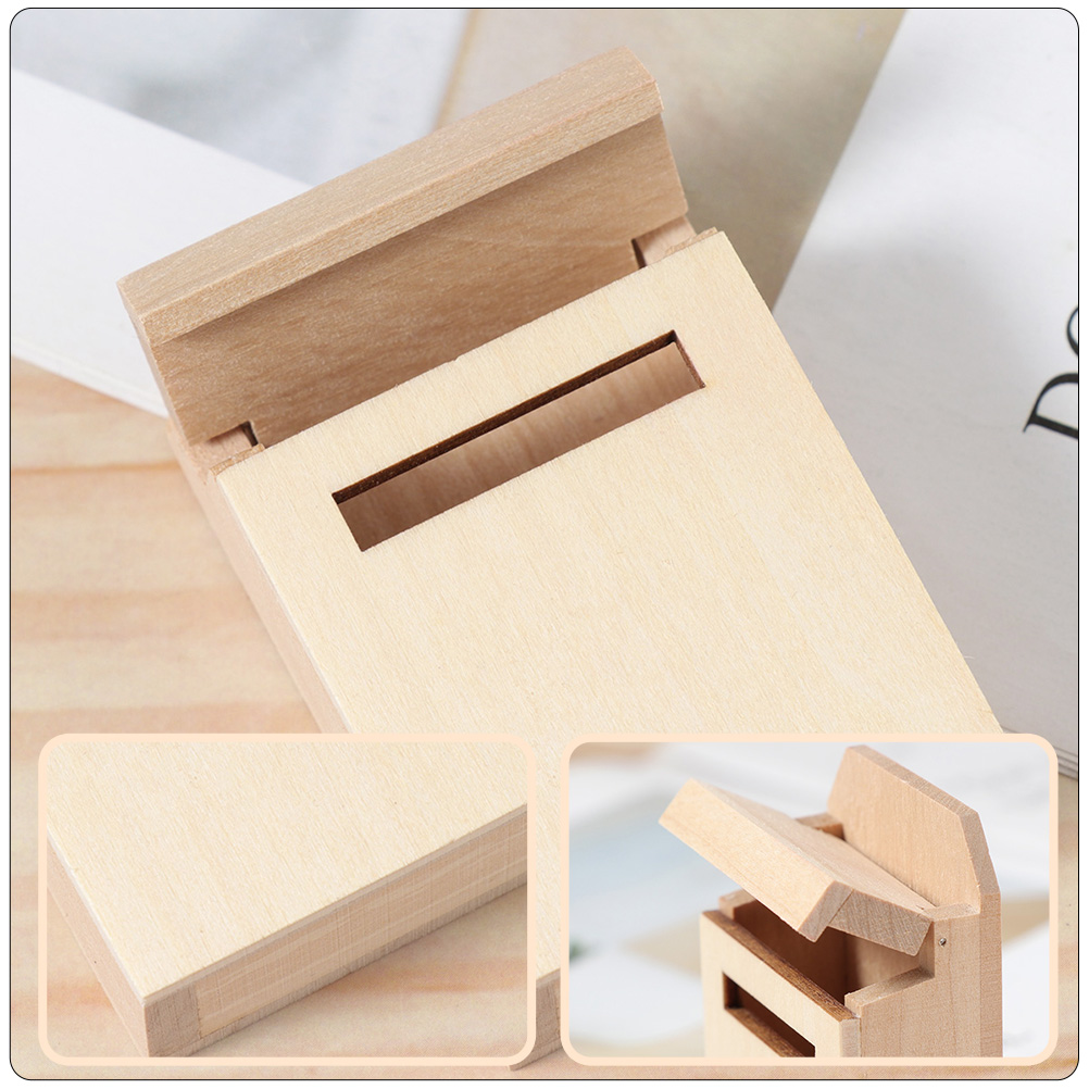 2 Stuks Mini Huis Brief Box Mini Houten Mailbox Delicate Mini Huis Meubels