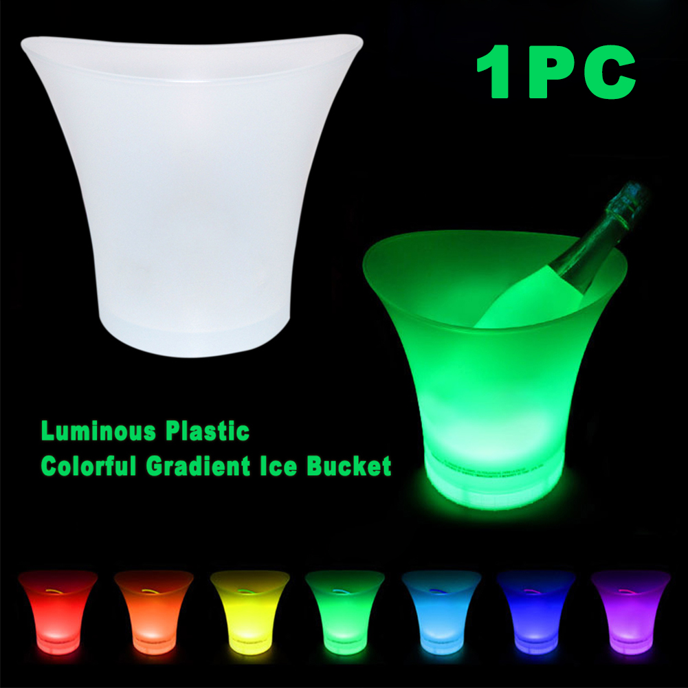 Barras LED de plástico impermeables para discoteca, de 5l cubo de hielo, Color champán, nocturna
