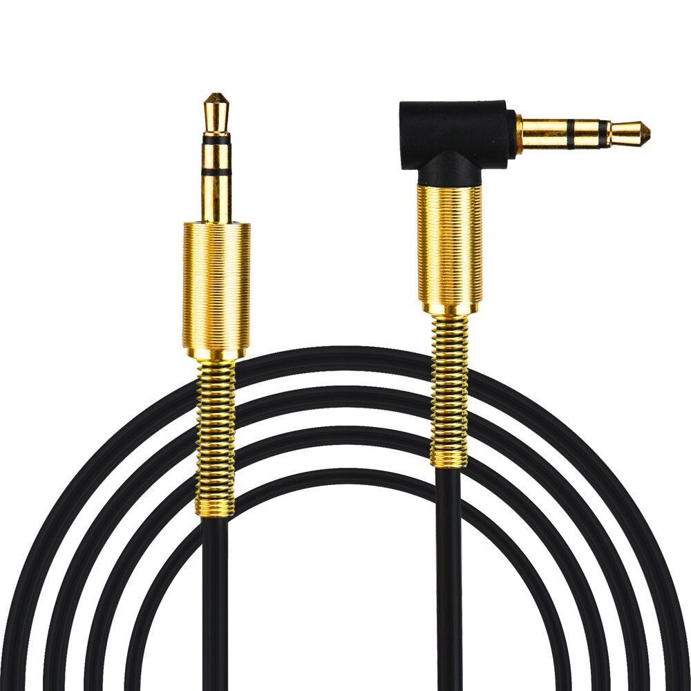 1M 3.5Mm Jack Audio Kabel Male Naar Male 90 Graden Haakse Aux Kabel: Black