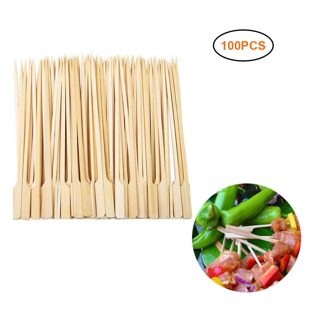 100 Stuks Wegwerp Wood Sticks Barbecue Gereedschap Natuurlijke Bbq Bamboe Spiesjes Voor Shish Kabob Grill Fruit