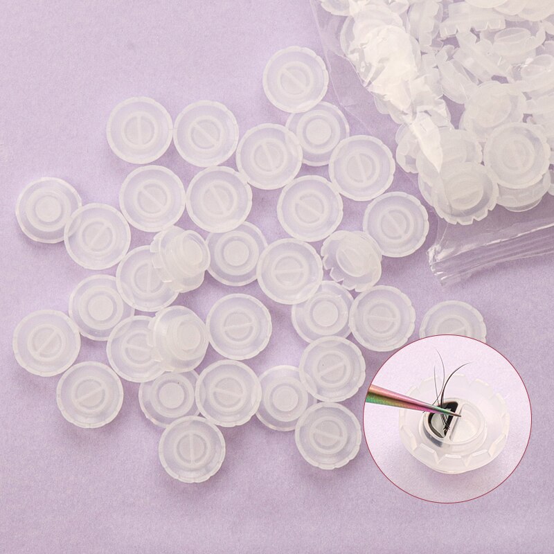 False Eyelash Extension Stand Pad Pallet Lashes Holder Lash Extension Supplies With Tick Mark Blossom Cup Lash Extension Tools: 100pcs white