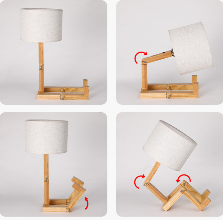 Lampe de Table créative en forme de Robot en bois, lampe de bureau de lecture à la pour étude intérieure, veilleuse décorative nordique moderne pour bureau