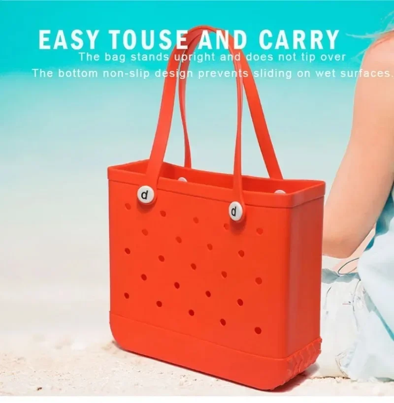 Gummi Frauen Bogg Tasche Sommer Schwimmbad Schulter Handtasche EVA Große Kapazität Warenkorb Weibliche Schwimmbad Tote Strand Zipfel