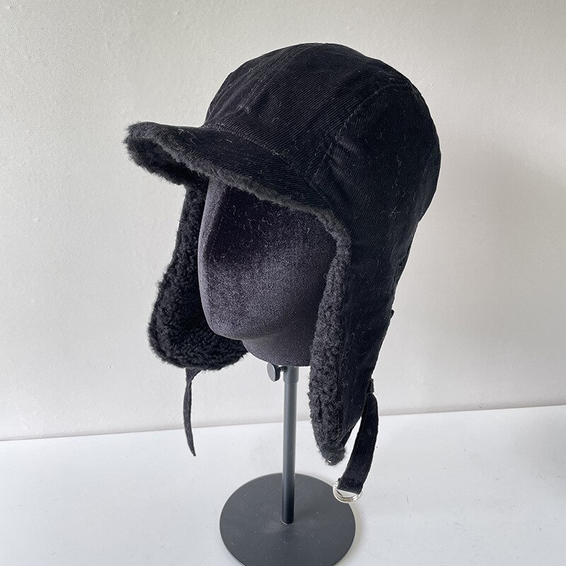 Unisex mænd kvinder øreværn kasket trapper bomber varm trooper øreklapper vinter ski hat solid fluffy imiteret pels kasket motorhjelm hatte: 1