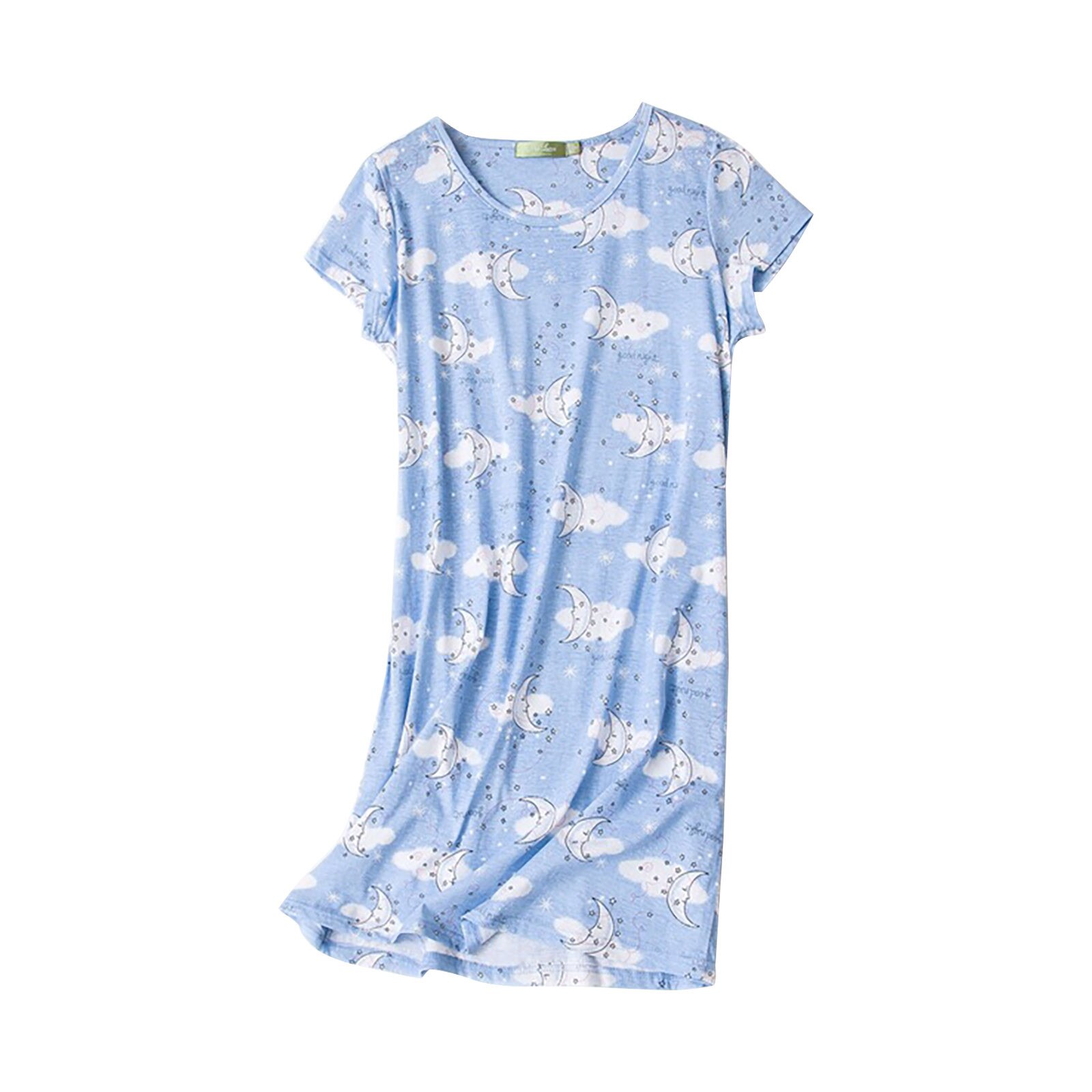 Robes de nuit en coton à manches courtes pour femmes, vêtements de nuit, dessin animé, tenue de maison, salon, # T1Q: DB / XL