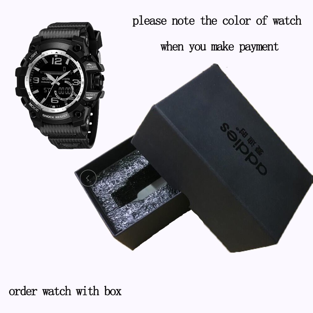 Addies herenhorloges g-stijl heren sporthorloge lichtgevende horloges heren sporthorloge heren waterdicht 30 meter waterbestendig: Wit met doos