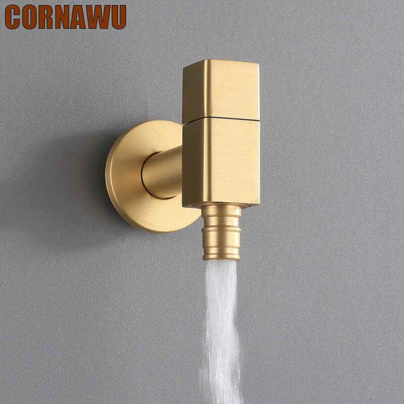 Brushed Gold Faucet Wall 1/2 Washing Machine Tap Outdoor Mop Sink Bibcock Brass Bathroom Kran Laundry Water Grifo WC Accessories