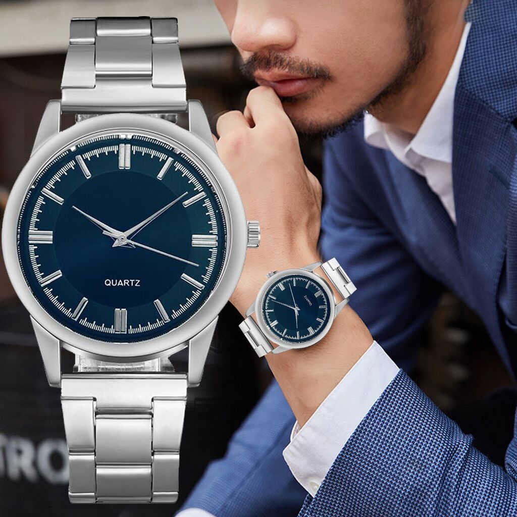 Mannen Quartz Horloge Horloges Business Casual Roestvrijstalen Gaas Riem Eenvoudige Wijzerplaat Horloges Hombres Uur Reloj Klok