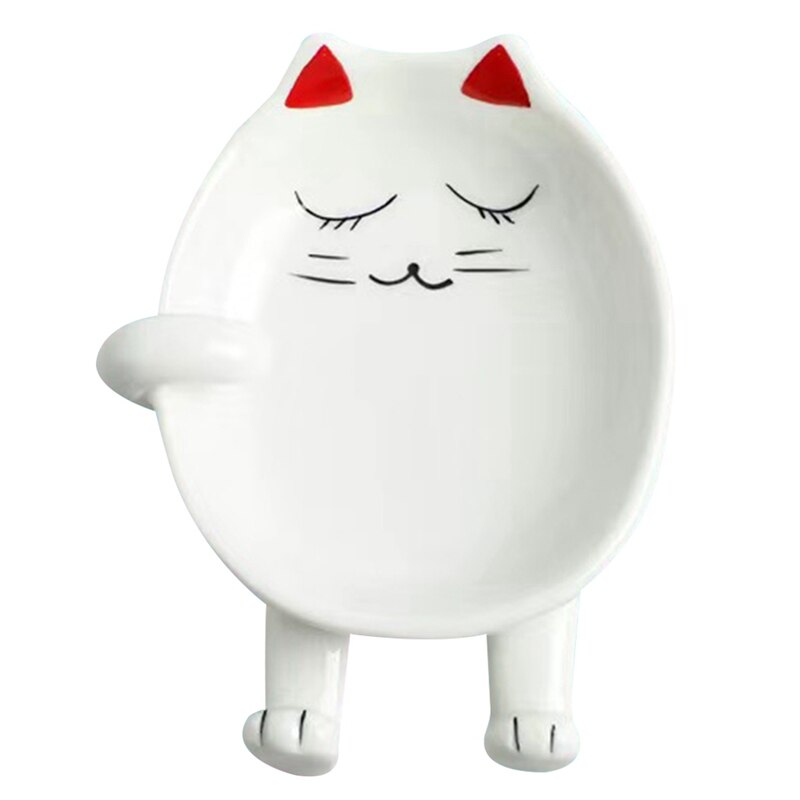 Support de cuillère en céramique résistant à la chaleur, dessin animé, outils de cuisine, cuillère repos chat porte-cuillère en céramique, porte-ustensiles spatule, étagères de rangement: Red