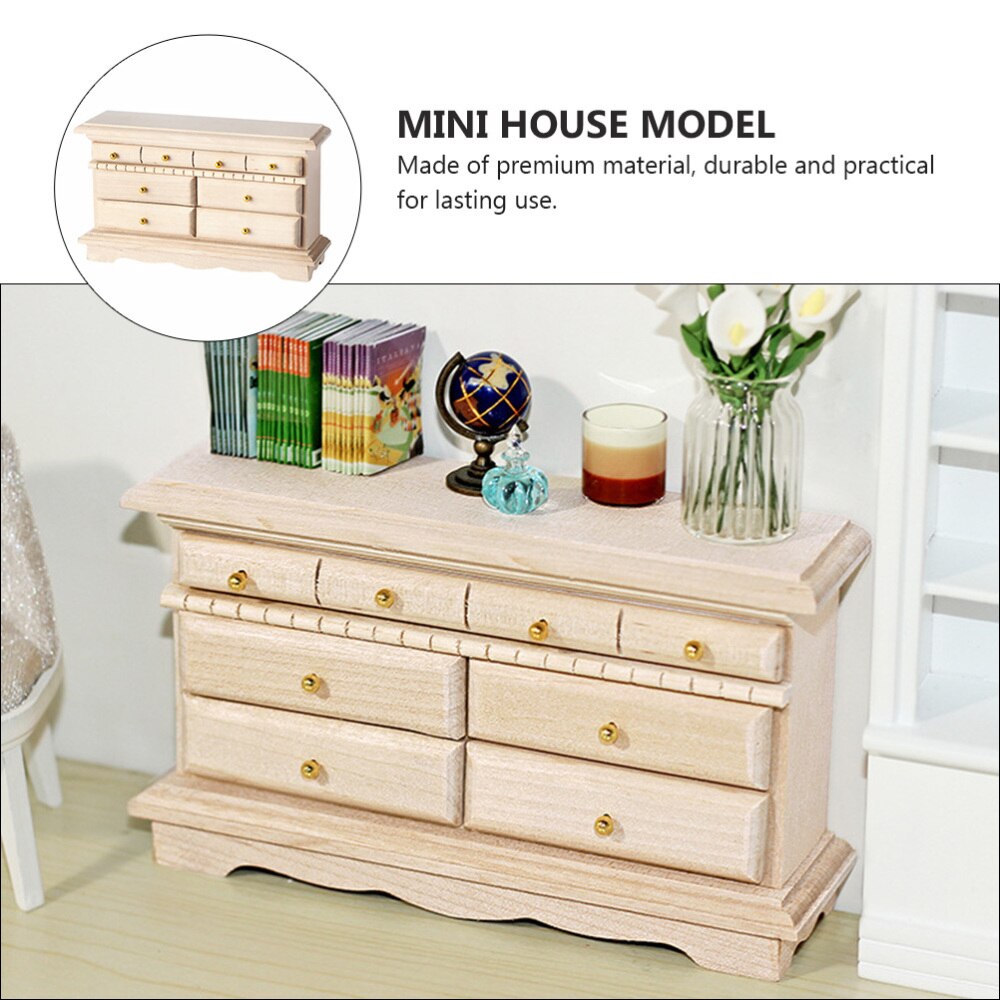 1pc Mini Holz Anrichte Modell Lebensechte Holz Anrichte Schrank Modell Mini Schrank Modell für Mini Haus Dekor