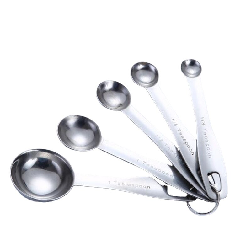 Cuillère à mesurer en acier inoxydable, 5 pièces, cuillère à mesurer pour l'assaisonnement du café, cuillère à mesurer pour la cuisson