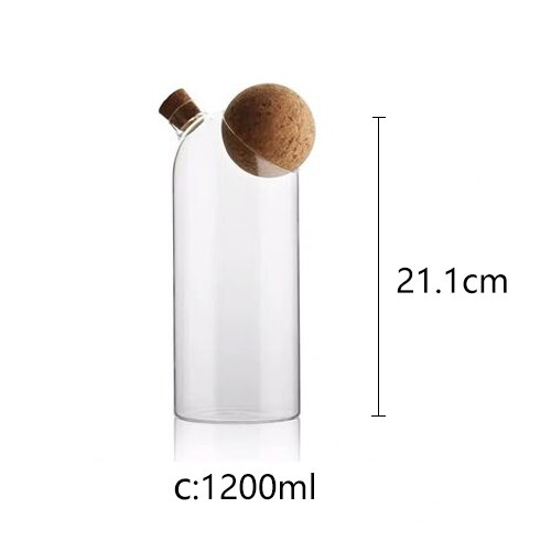 Kaffeböna godis matburk bambu lock glasburk hushållskök förseglad matförvaringsflaska burk spannmål krydda köksförvaringsburk: B -1200ml