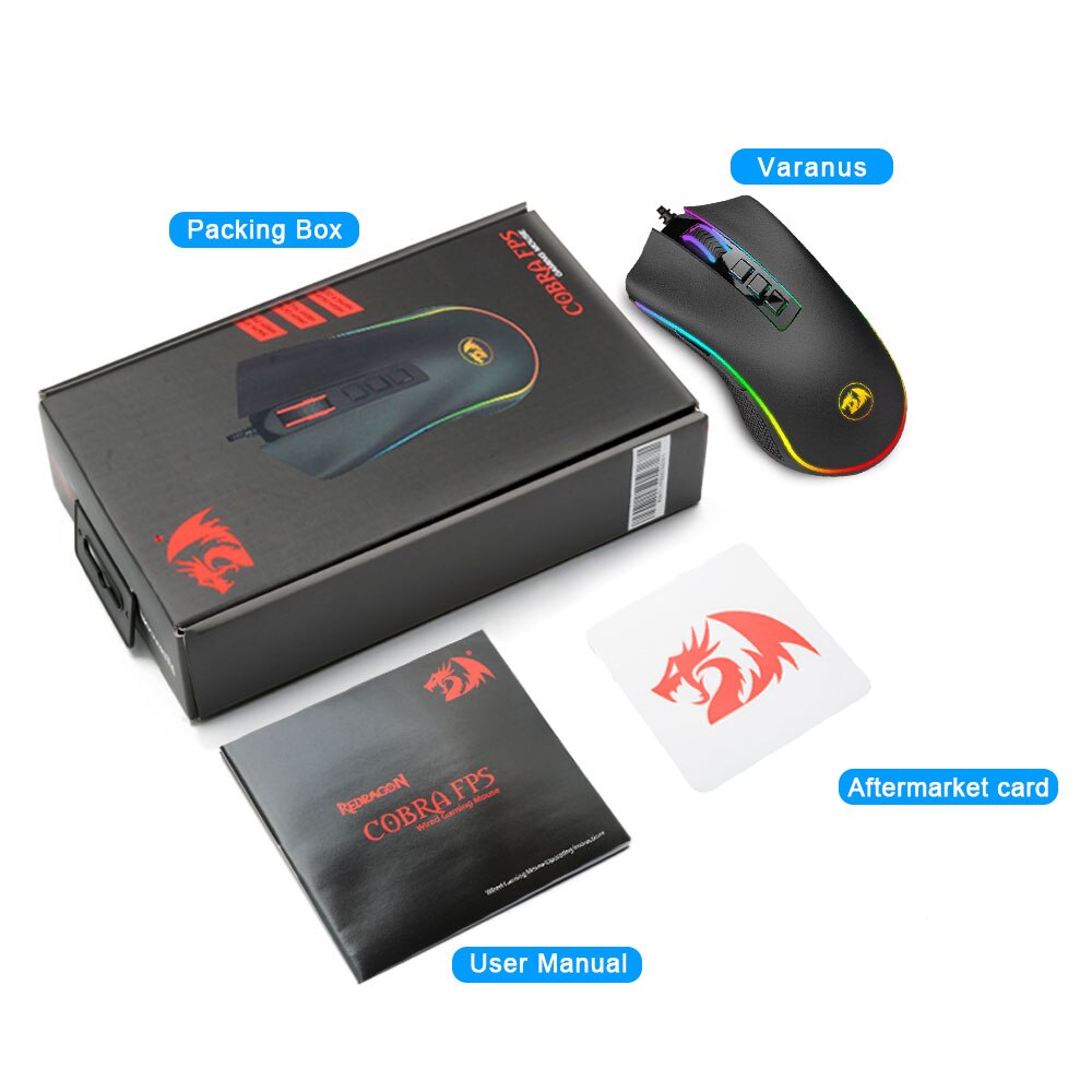 Redragon COBRA FPS M711-FPS USB Gaming Mouse Wired RGB Backlight 32000 DPI 9 Buttons Programmable Optics Mice For Computer Gamer