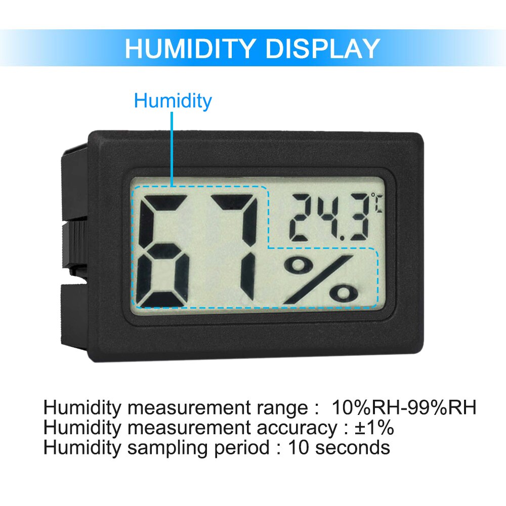 Indoor Mini Digitale Lcd Temperatuur Sensor Vochtigheid Meter Thermometer Hygrometer Gauge Instrumenten Kabel Koelkast Thermometers