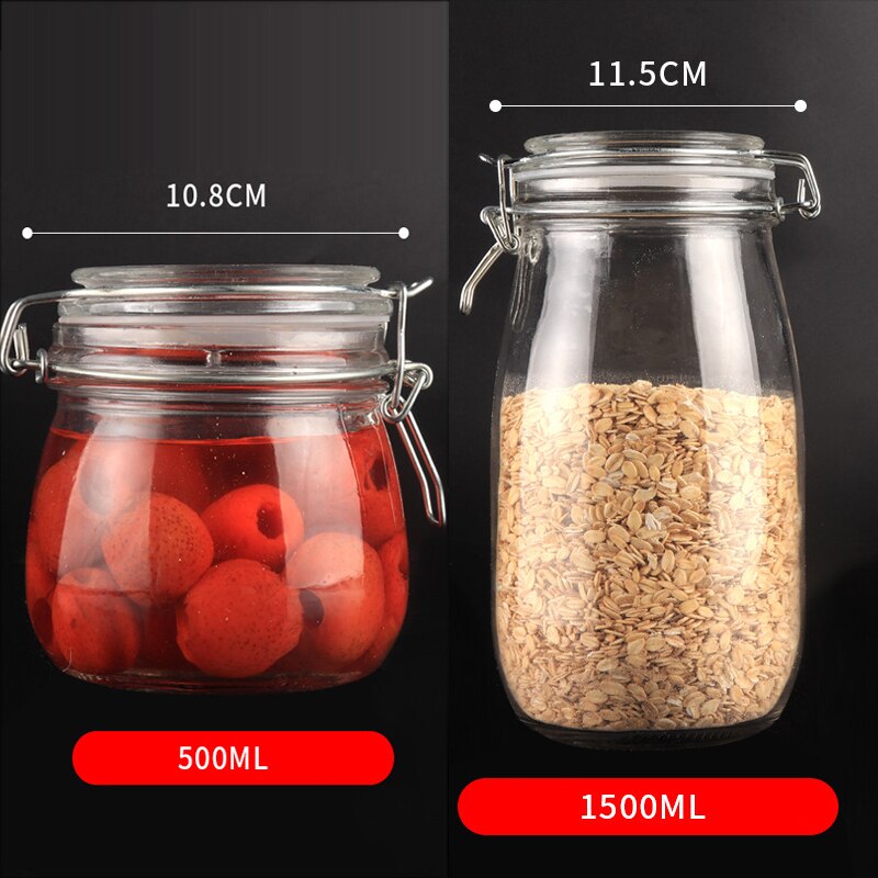 Glass Jars With Airtight Lids Mason Jars Glass Jars With Leak Proof Rubber Gasket Storage Jars With Hinged Lid for Home THIN889: Beige