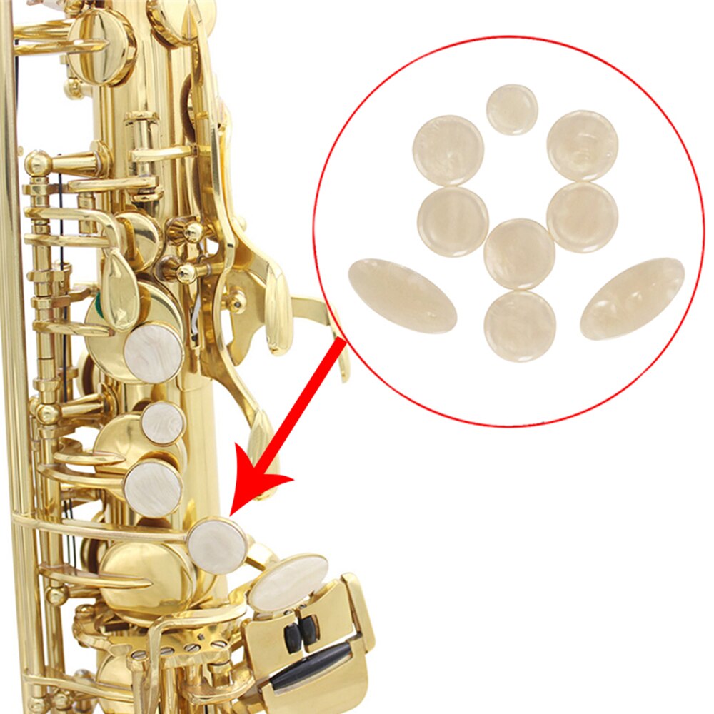 9 stks Parelmoer Shell Sleutel Knop Inlays voor Tenor/Alto/Sopraansax Saxofoon: Default Title