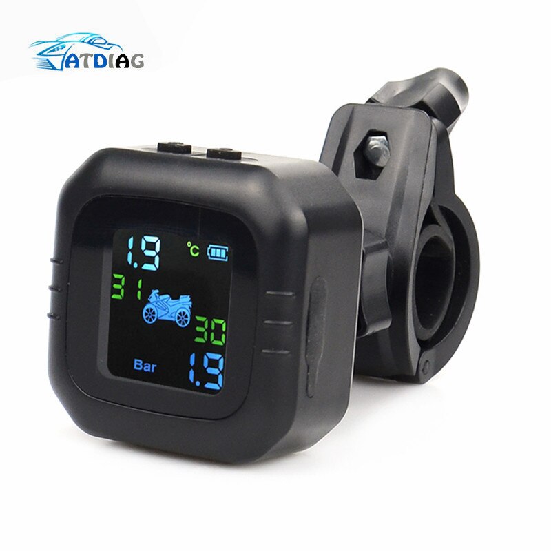 Solar Wireless Motorcycle LCD Tire Pressure Monitoring System TPMS 2 External Sensor Realtime Monitor Abnormal Alarm Moto Tyre