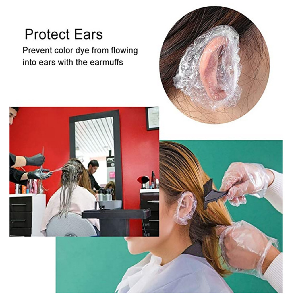 Unissex quatro conjuntos de touca de chuveiro descartável earmuffs luvas xale girth ferramentas 20 pçs quatro peças de corte de cabelo barbeiro cabo barbeiro ferramentas