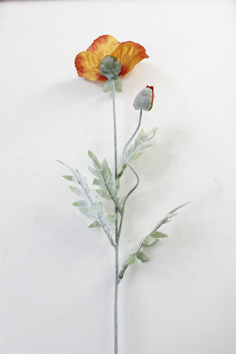 70cm wiosna 2 głowice żywy maku sztuczne kwiaty DIY ślub boże narodzenie dekoracje robić domu na imprezę kwiat z jedwabiu materiały ścienne 1 sztuk: Pomarańczowy